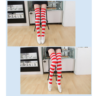Calcetines Muslos Altos Japoneses a Rayas para Mujer - Image 14
