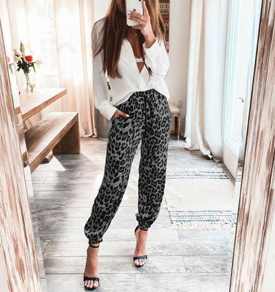 Pantalones Casuales de Cintura Elástica con Estampado de Leopardo para Mujer - Image 4