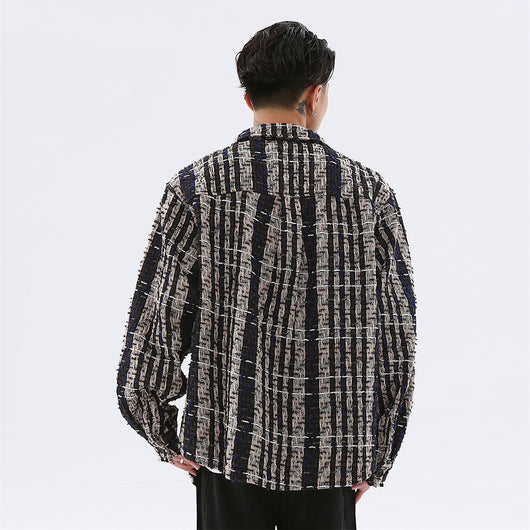 Camisa de Manga Larga Cuadros con Hilo Plateado Trenzado para Hombre - Image 5