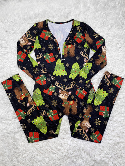 Pijama Navideño Estampado de Manga Larga para Casa - Image 8