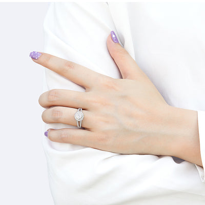 Anillo de Bodas con Diamantes en Línea Cuadrada Clásico - Image 12