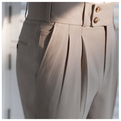 Pantalones Neapolitanos de Corte Recto Cintura Alta para Hombre - Image 22