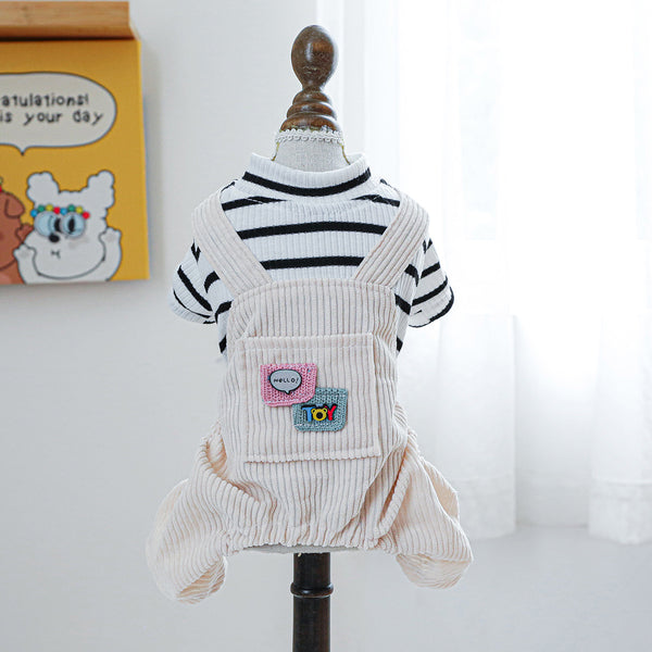 Mono Overol a Rayas para Mascotas - Diseño Clásico Blanco y Negro con Bolsillo - Image 5