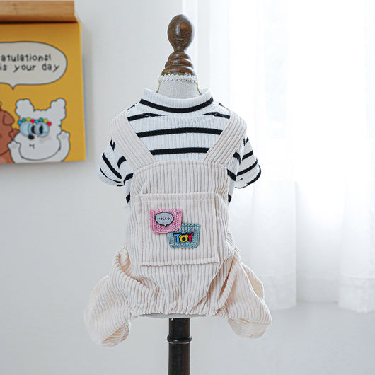 Mono Overol a Rayas para Mascotas - Diseño Clásico Blanco y Negro con Bolsillo - Image 5