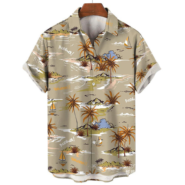 Camisa Vintage de Verano para Hombre Cuello V Talla 5XL