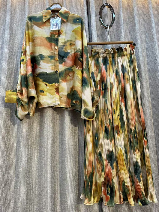 Conjunto de Dos Piezas: Blusa Estampada Personalizada + Pantalón Ancho de Cintura Alta - Image 34