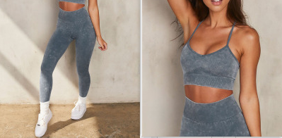 Conjunto Deportivo Yoga Mujer: Top sin Costuras y Pantalones Ajustados - Image 27