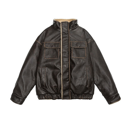 Chaqueta Retro Americana de Cuero y Pelaje - Image 2