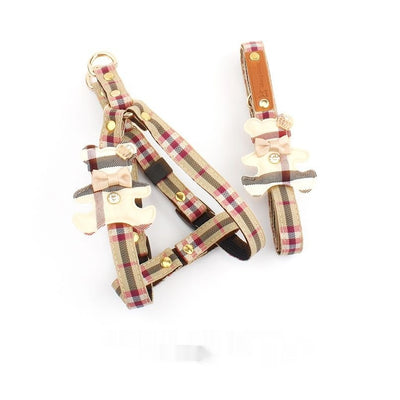 Juego de 2 Arneses para Perro con Collar de Cuadros y Moño - Image 10