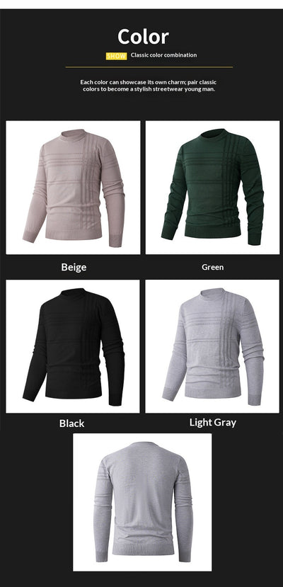 Suéter Tejido Cuello Redondo Clásico para Hombre - Image 13