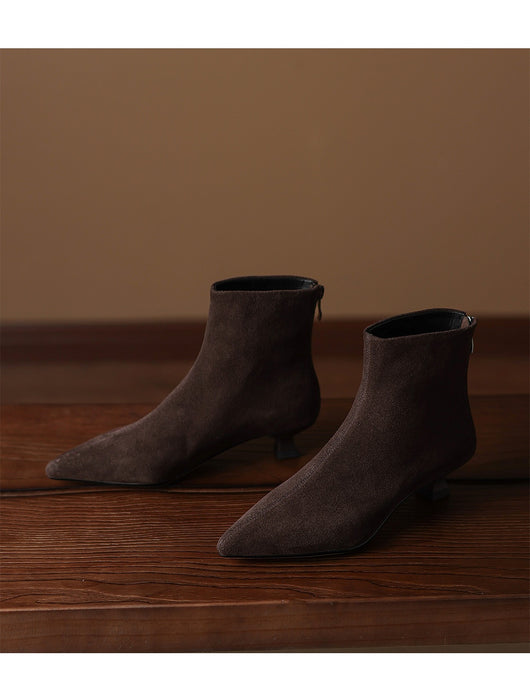 Botas Tobilleras de Gamuza Ante con Punta Fina para Mujer - Image 12