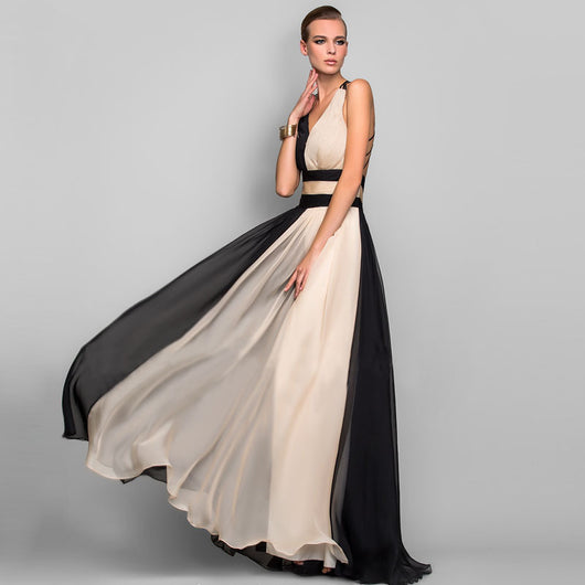 Vestido Largo Elegante Escote V Espalda Descubierta - Diseño Europeo