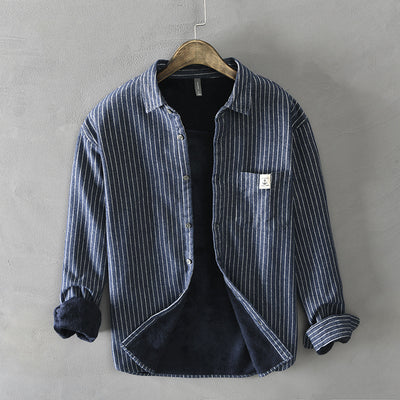 Chaqueta Camisa de Forro Polar Rayada para Hombre - Image 8