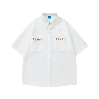 Camisa a Cuadros Bordada Suelta para Parejas - Diseño Versátil - Image 7