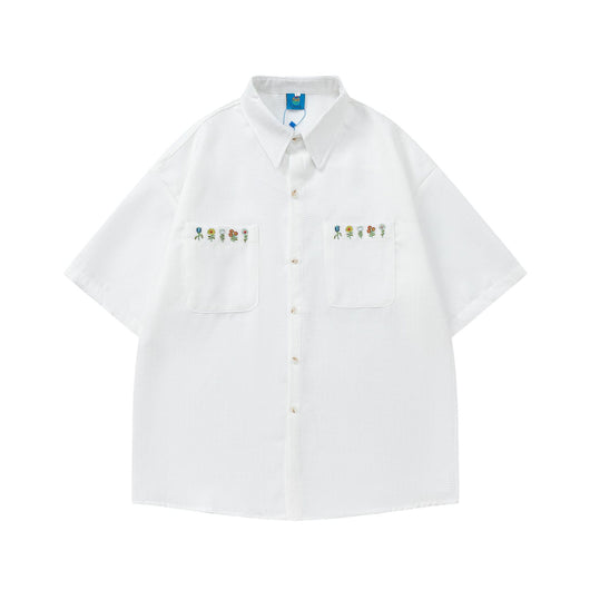 Camisa a Cuadros Bordada Suelta para Parejas - Diseño Versátil - Image 7