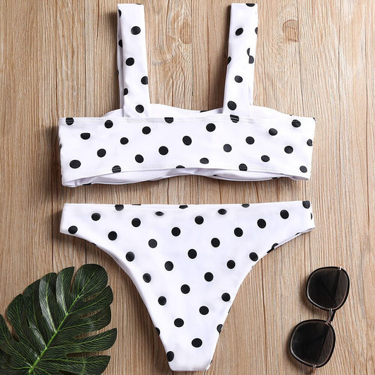 Bikini Estampado de Lunares con Corte Dividido
