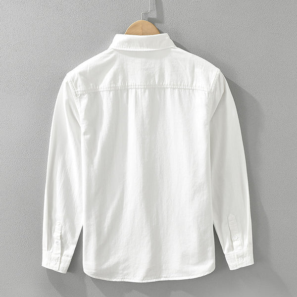 Camisa Casual de Algodón con Costuras Artísticas Hombre Manga Larga