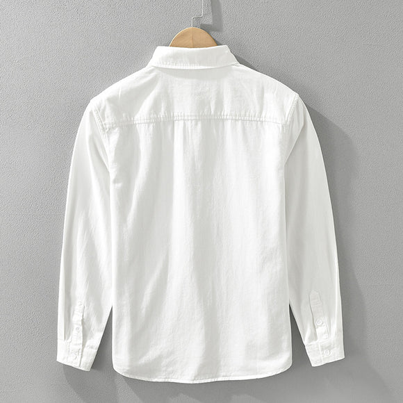 Camisa Casual de Algodón con Costuras Artísticas Hombre Manga Larga