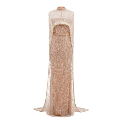 Vestido de Fiesta con Bordado de Perlas