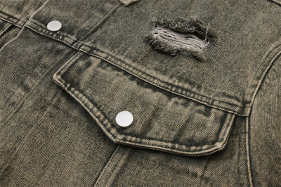 Chaqueta Vaquera Rasgada para Hombre - Estilo Urbano Casual - Image 25