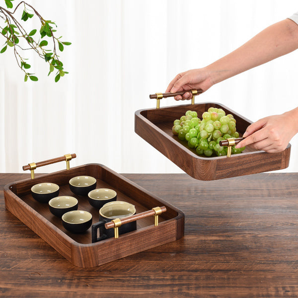 Bandeja Rectangular de Nogal para Café y Comedor