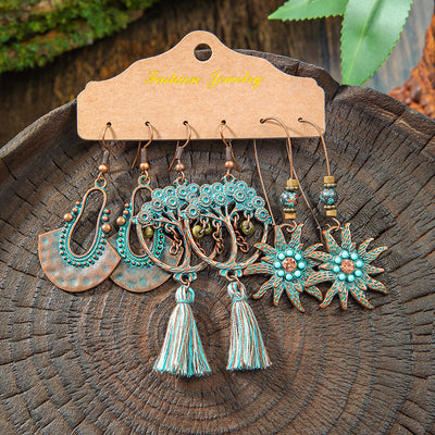 Aretes Geométricos Bohemios con Borlas Vintage para Mujer - Image 19