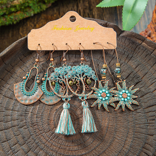 Aretes Geométricos Bohemios con Borlas Vintage para Mujer - Image 19