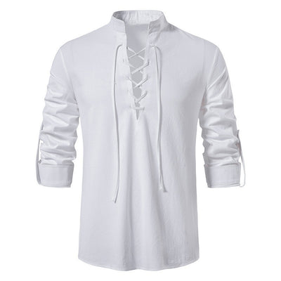 Camisa Cuello Mao Manga Larga Algodón y Lino - Image 14