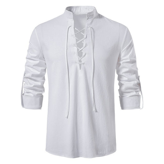 Camisa Cuello Mao Manga Larga Algodón y Lino - Image 14