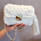 Bolso Bandolera Tejido a Mano con Tiras de Lana - Diseño Asimétrico