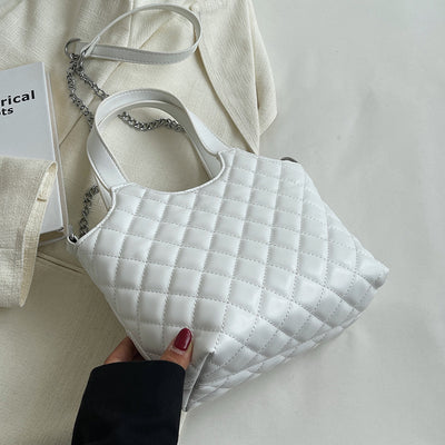 Bolsa Tote Elegante con Cadena Acolchada Cuadros Diamante - Bolso Crossbody de Gran Capacidad - Image 3