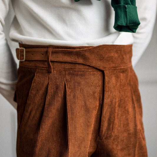 Pantalones de Pana Rectos Cintura Alta para Hombre - Image 2