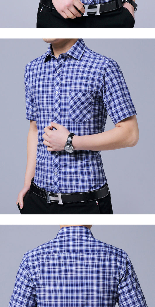 Camisa Cuadros Hombre Cuello Solapa Grande Estilo Casual Profesional - Image 18