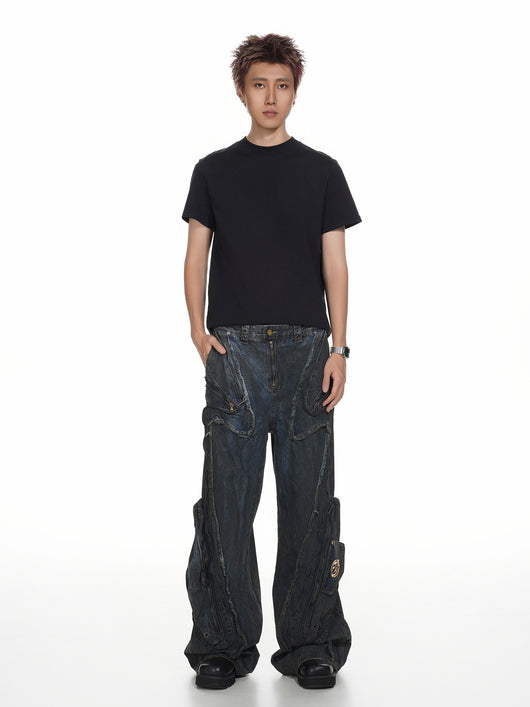 Pantalones Vaqueros Oversized Estilo Urbano Americano Corte Pesado - Image 15