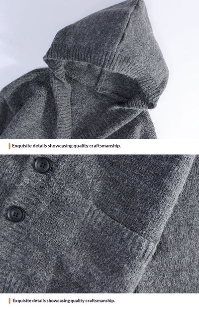 Cardigan Tejido Holgado con Capucha para Hombre - Image 12