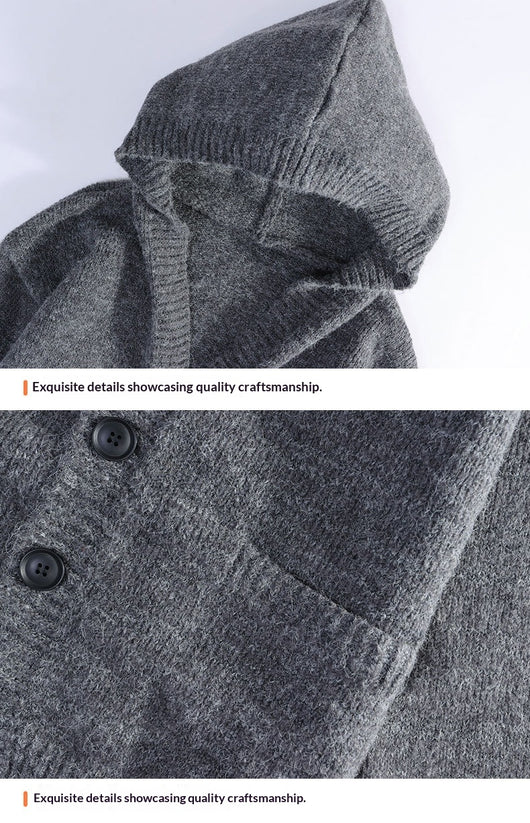 Cardigan Tejido Holgado con Capucha para Hombre - Image 12