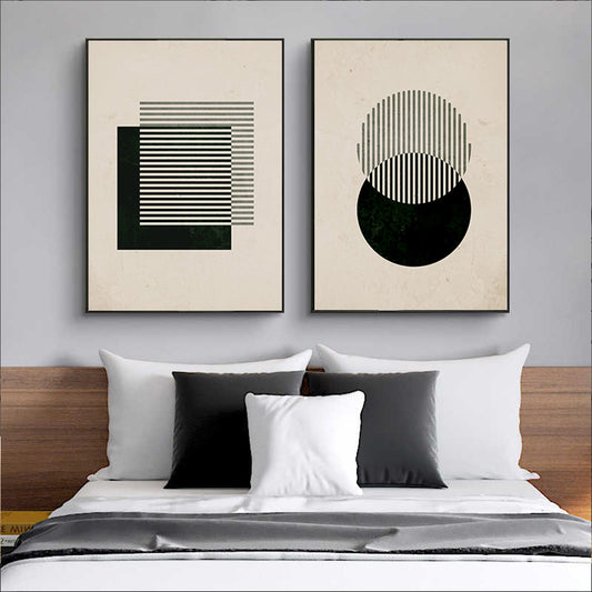 Cuadro Abstracto Moderno Vintage Negro - Lienzo Decorativo de Pared