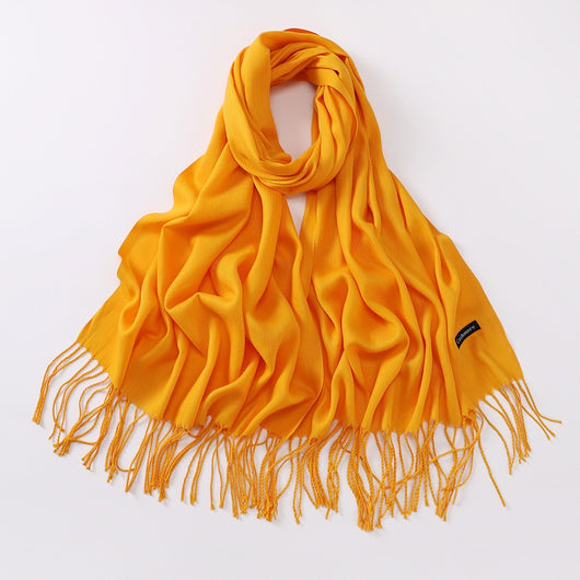 Bufanda Larga de Cashmira Suave - Color Liso para Otoño e Invierno - Image 30