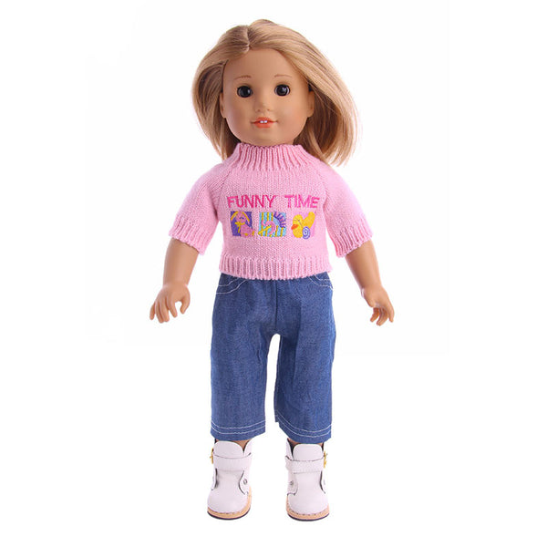 Conjunto de Suéter y Jeans para Muñeca American Girl de 18 Pulgadas