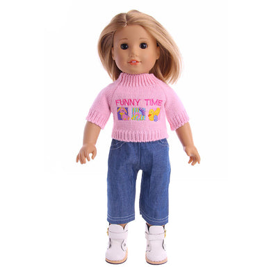 Conjunto de Suéter y Jeans para Muñeca American Girl de 18 Pulgadas