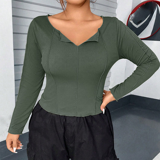 Polera Manga Larga Ajustada Interior para Mujer