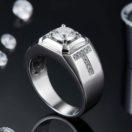 Anillo de Plata S925 con Moissanita Doble T para Hombre - Image 3