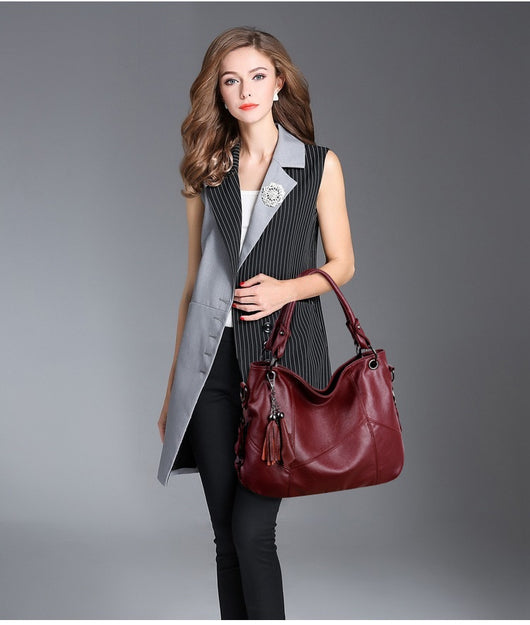 Bolso Bandolera de Cuero PU con Detalles de Costura y Borlas para Mujer - Image 43