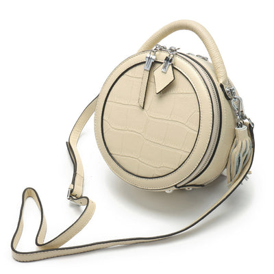 Bolso Redondo de Cuero para Mujer - Mensajero Compacto - Image 5
