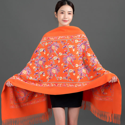 Bufanda Cashmere Tibetana Bordada Gruesa para Invierno - Image 4