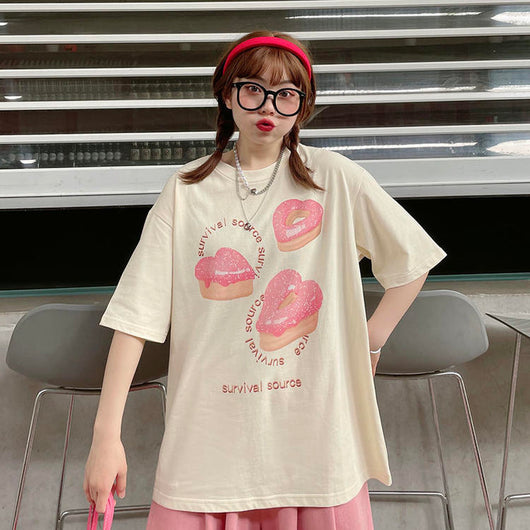 Playera Corta Amor y Donas Estampado Divertido - Image 3