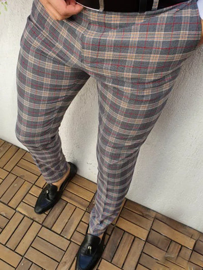 Pantalones de Vestir Casual con Estampado Cuadros Otoño para Hombre - Image 4
