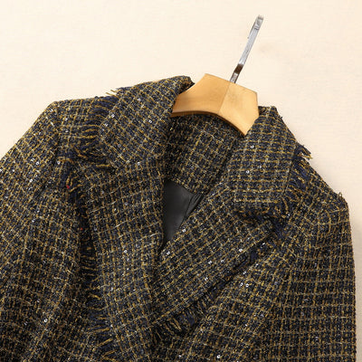 Abrigo Tweed con Cabeza de Tigre y Borlas - Cuello Elegante Manga Larga - Image 6