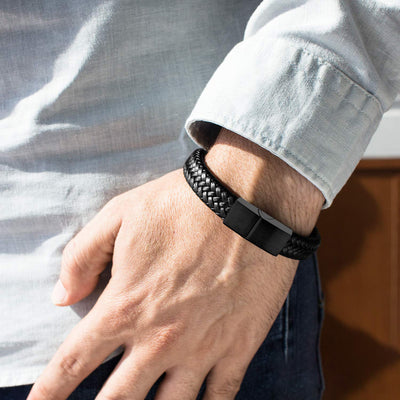 Pulsera de Cuero Vintage para Hombre con Cierre Magnético - Image 12