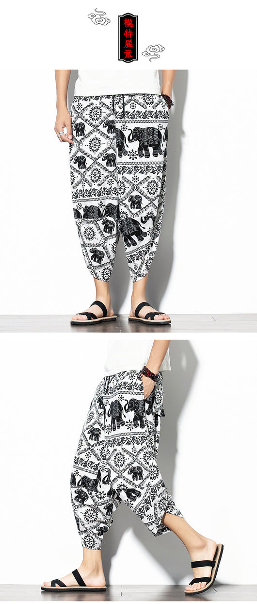 Pantalones Baggy de Algodón y Lino con Estampado - Corte Suelto y Cómodo - Image 21